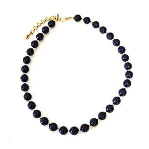 Monet Gold Tone Blue Beaded Vintage Necklace
